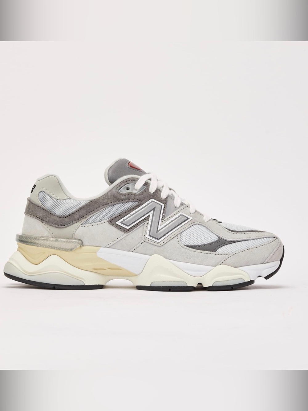 New Balance Men's Gray and Cream Suede Mesh Sneaker